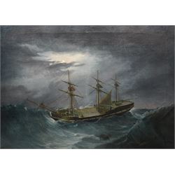 Joseph Heard (British 1799-1859): Barque Ship in Distress in a Moonlit Storm, oil on canvas signed 64cm x 89cm
Provenance: purchased Tennants 7th June 2007