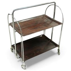 Bremshey Gerlinol - folding trolley, with arched tubular chrome supports and twin dark sta...