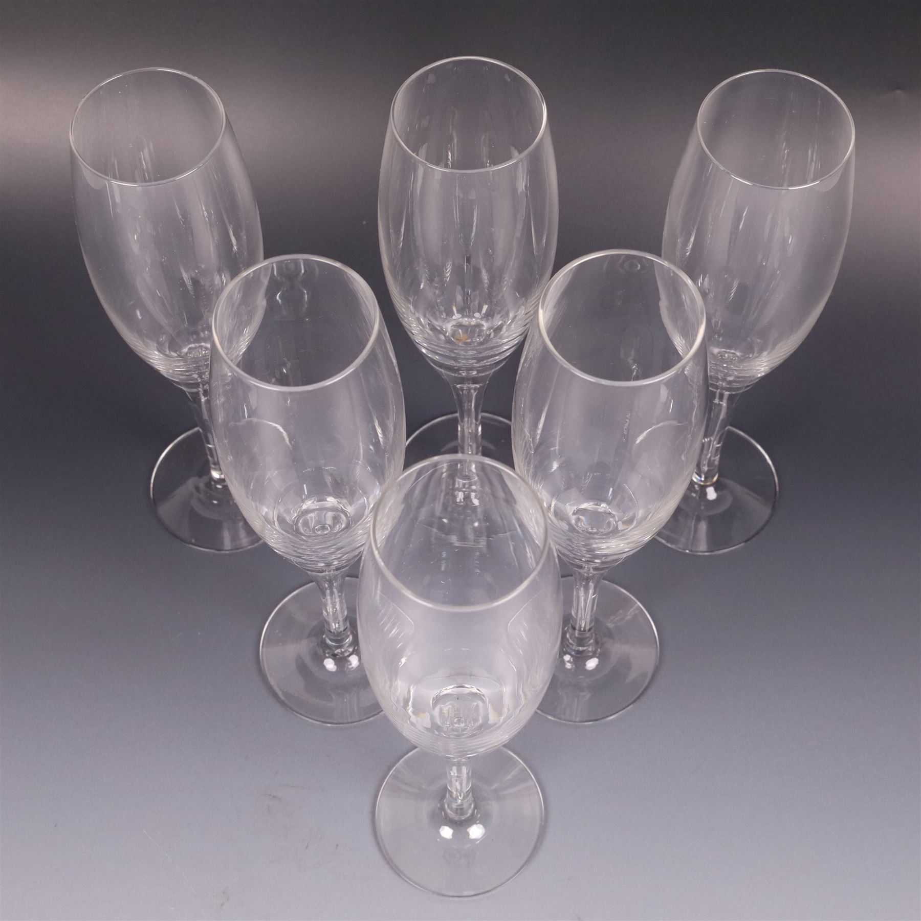 Dartington Crystal Charlotte suite for six, comprising wine, flutes, goblets and water glasses, all with boxes 