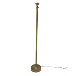 Gilt standard lamp, reeded column on circular base