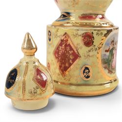Large Royal Vienna covered urn, the central panels decorated with dancing figures and gilt detail, with twisted handles, H56cm