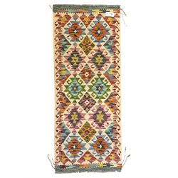 Chobi Kelim runner, multi-coloured, geometric design, 158x63cm
