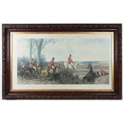 John Frederick Herring Senior (British 1795-1865): 'Fox Hunting - The Meet, The Find, The Run, The Kill',  set of four elephant folio aquatints by J. Harris, from Fores's National Sports, housed in ornate carved frames, aquatints 63cm x 114cm, overall size 88cm x 140cm (4)