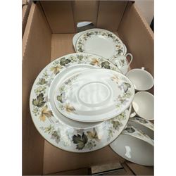 Two part dinner/tea services, including Royal Doulton Larchmont and Ringtons Willow pattern