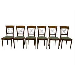 Ernest Menard - cherry wood and wrought metal dining table with glass top, and set six matching dining chairs