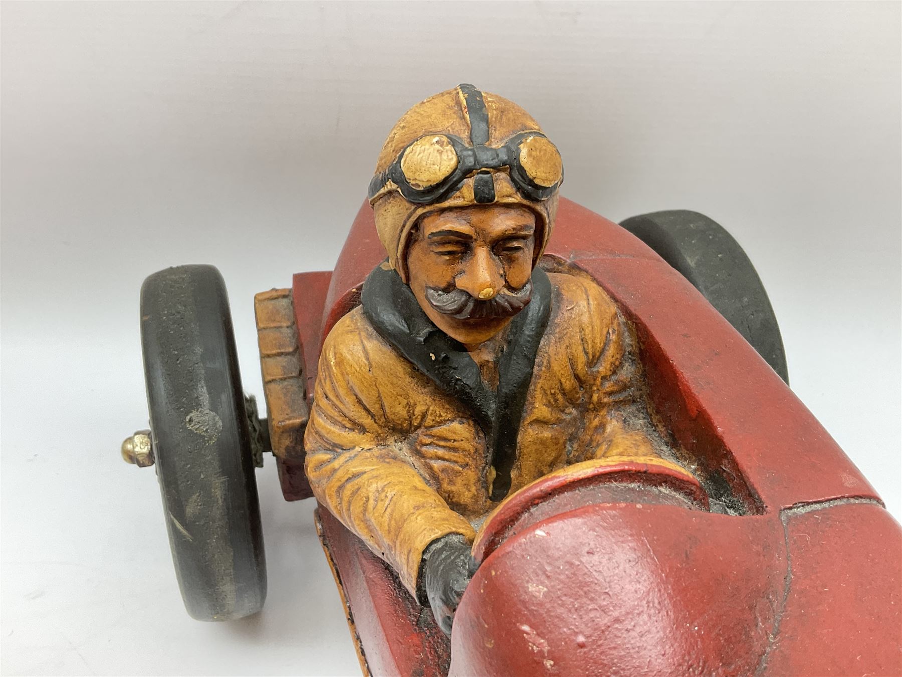 Four Franklin Mint Precision Models, one with hardwood body; large reproduction model of a vintage racing car L52cm; and four other modern metal/wooden models of vintage cars; all unboxed (9)