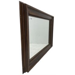 19th century design scumbled pine wall mirror, rectangular bevelled plate with rope-twist slip