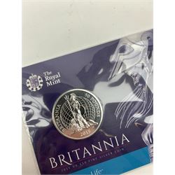 The Royal Mint 2015 fine silver fifty pound coin, on certificate card