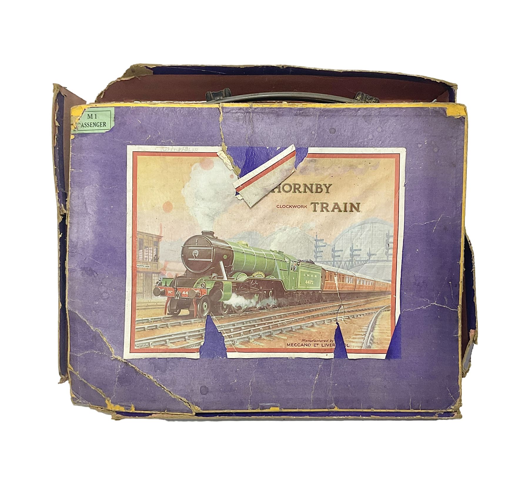 Hornby Meccano ‘0’ gauge - M1 Passenger set comprising 0-4-0 locomotive and tender no.3435 in green, two Pullman carriages and track; in original box 