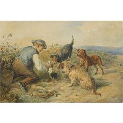 William Edward Millner (British 1849-1895): Terriers Ferreting, watercolour signed with initials and dated 1867, 29cm x 43cm