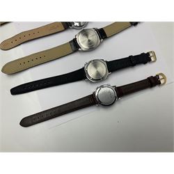 Eight manual wind wristwatches including Lonstar Exective, Ruhla, Josmar alarm, Seiko, Caravelle, Genova De Luxe, Sandoz and Gradus