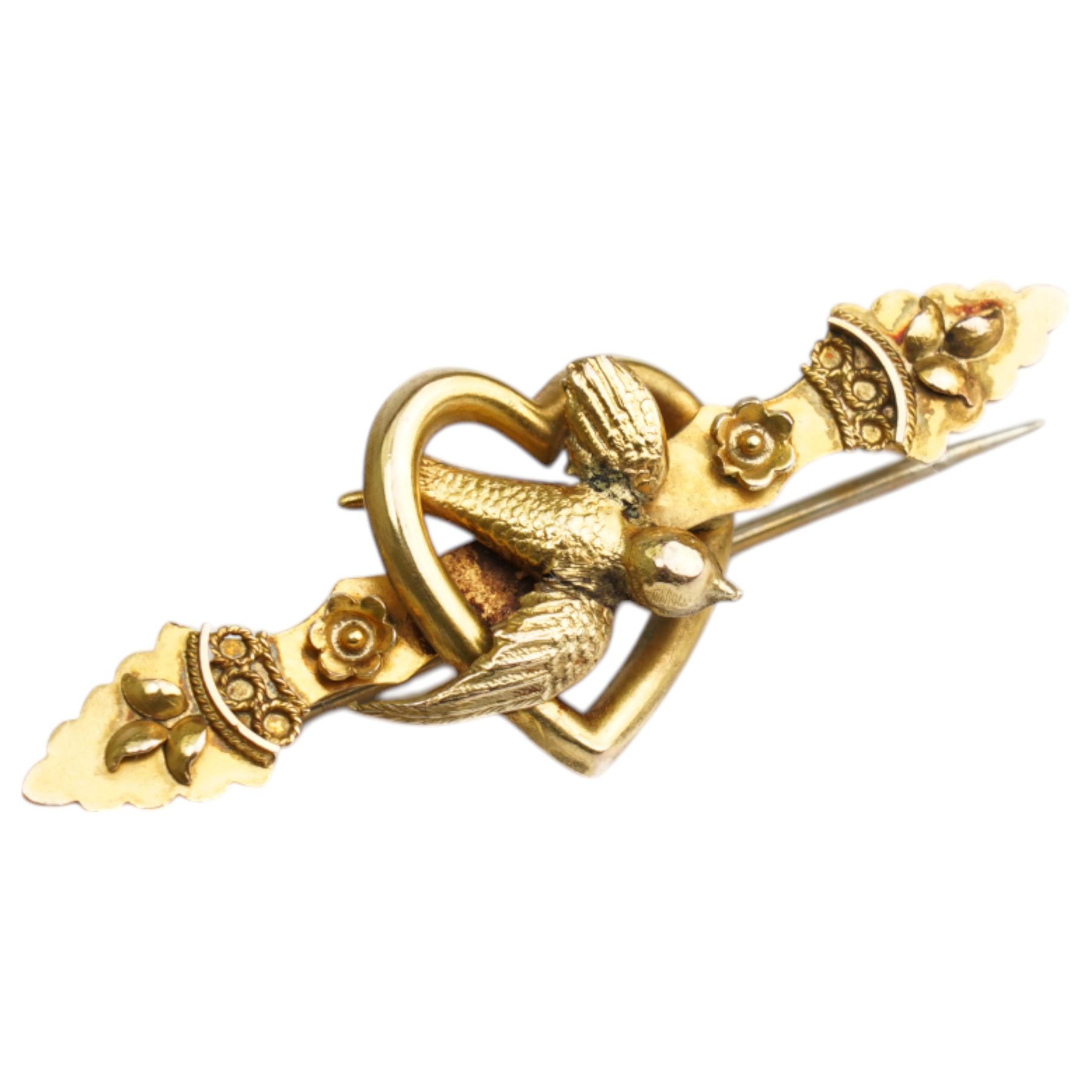 Early 20th century 12ct gold swallow brooch by Able & Charnell