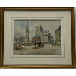 James Ulric Walmsley (British 1860-1954): Richmond Market Square, watercolour signed and dated 1914, 25cm x 35cm

