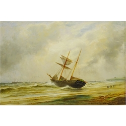  Ship 'Luna' Wrecked at Redcar 1880, 20th century oil on board unsigned 31cm x 46cm   
