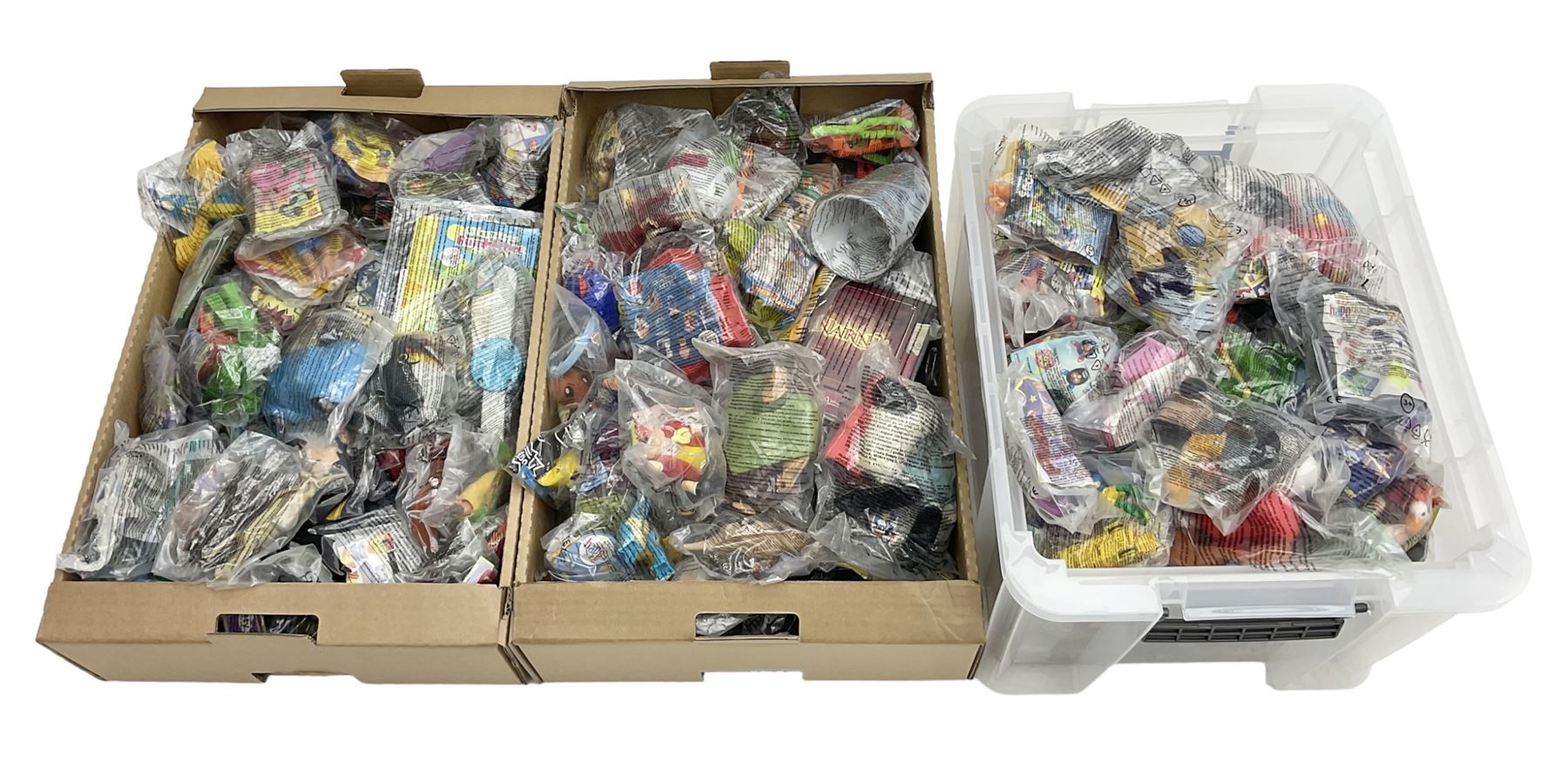 Large quantity of Mcdonalds toys to include Mario in three boxes