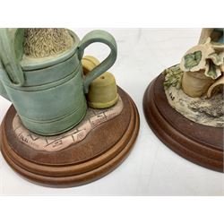 Frederick Warne & Co The World of Beatrix Potter figures to include Peter Rabbit in Mr Mcgregor's Garden, Peters Hiding place, Mrs Tiggy Winks, The Tale of Jonny Town-Mouse, etc, many with original boxes 