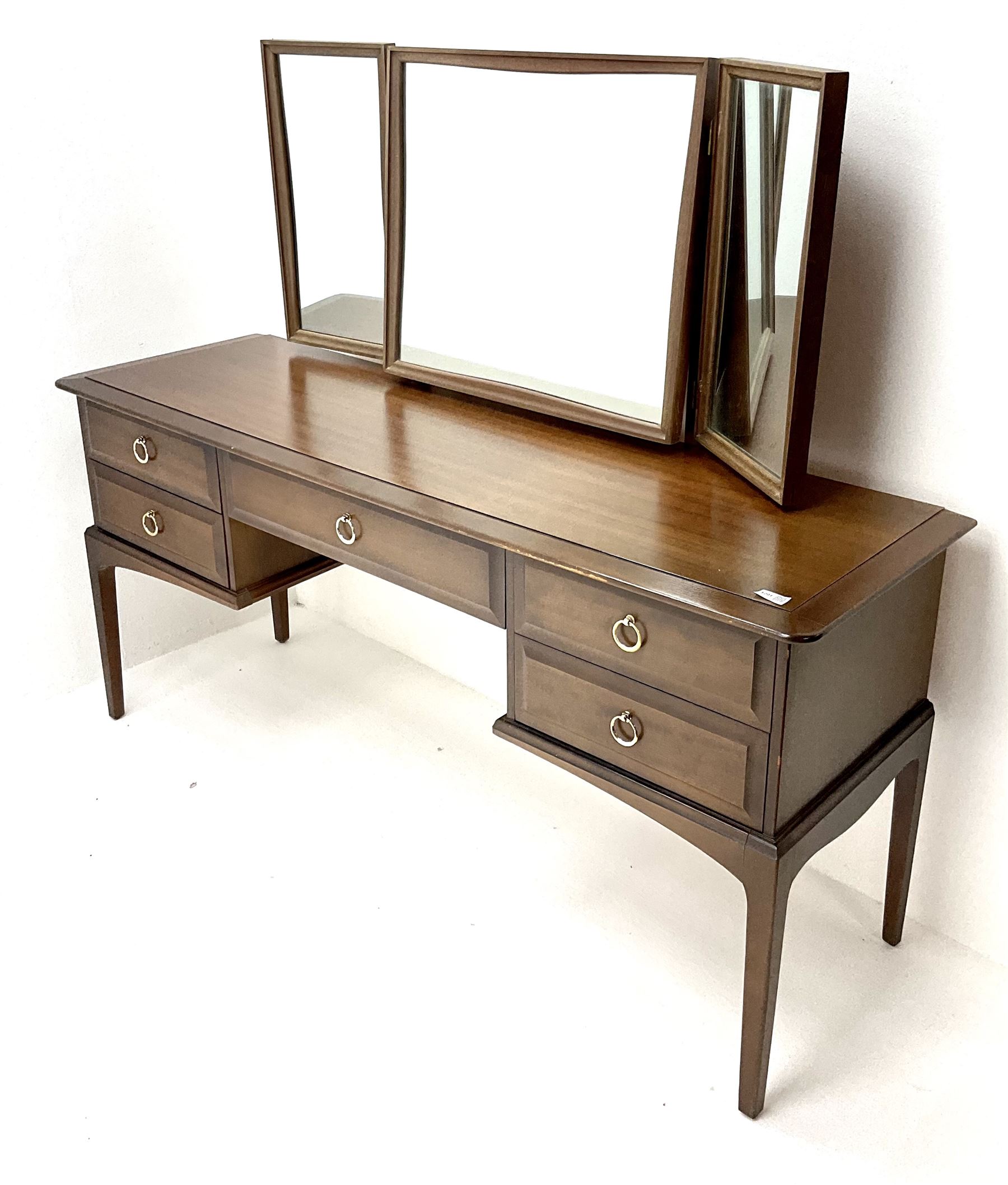 Stag minstrel dressing table, one long and four short drawers, square