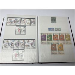 Thematic stamp collection relating to satellites, telecommunications and space from various Countries including Angola, Antigua, Ascension, Australia, Bahamas Barbados, Bhutan, British Virgin Islands, Denmark, Ecuador, Israel etc, a mint and used collection housed in three stockbooks