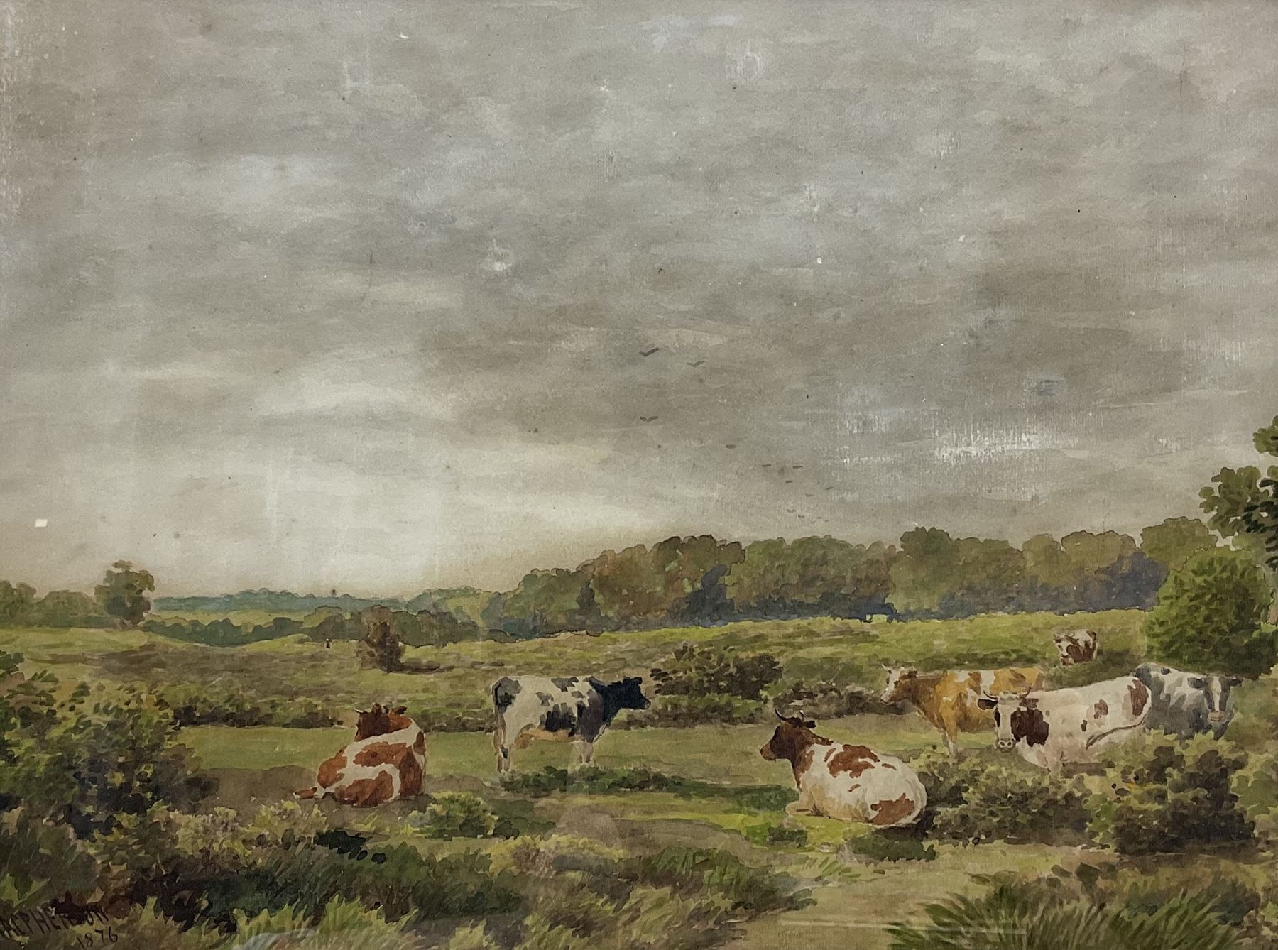 J MacPherson (Scottish fl.1865-1884): Cattle in Landscape, watercolour signed and dated 1876, 30cm x 40cm