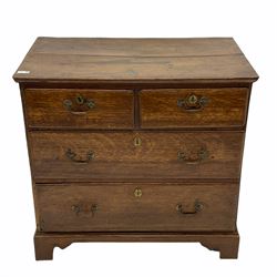 Small Georgian oak chest, fitted with two short and two long drawers, on bracket feet