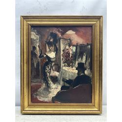 Anna Katrina Zinkeisen (Scottish 1901-1976): 'Black and Red' - Edward VII and Lillie Langtry, oil on canvas unsigned, titled and indistinctly inscribed verso 50cm x 39cm 