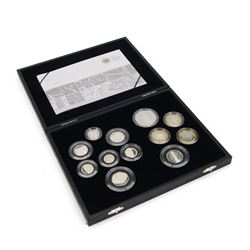 The Royal Mint United Kingdom 2009 silver proof twelve coin set, including Kew Gardens fif...