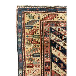 Early 20th century Turkish rug, diagonal striped field decorated with geometric motifs, repeating border