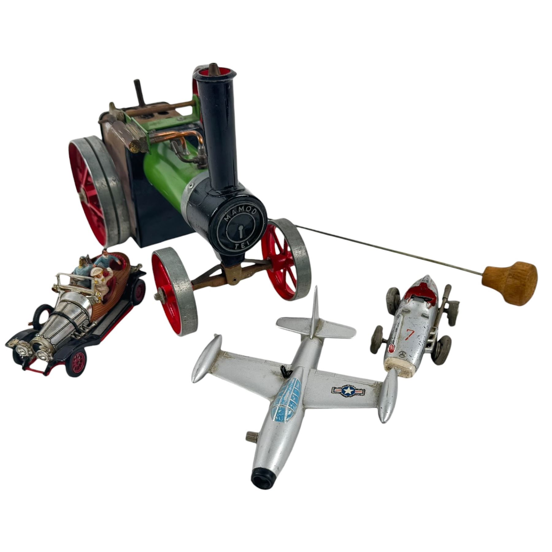 Mamod TE1A traction engine, Schuco Micro Jet and Micro Racer models and a Corgi Toys Chitty Chitty Bang Bang diecast model car