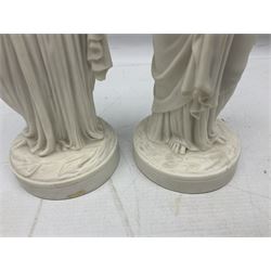 Pair of Parian figures of Neo Classical ladies, H33cm