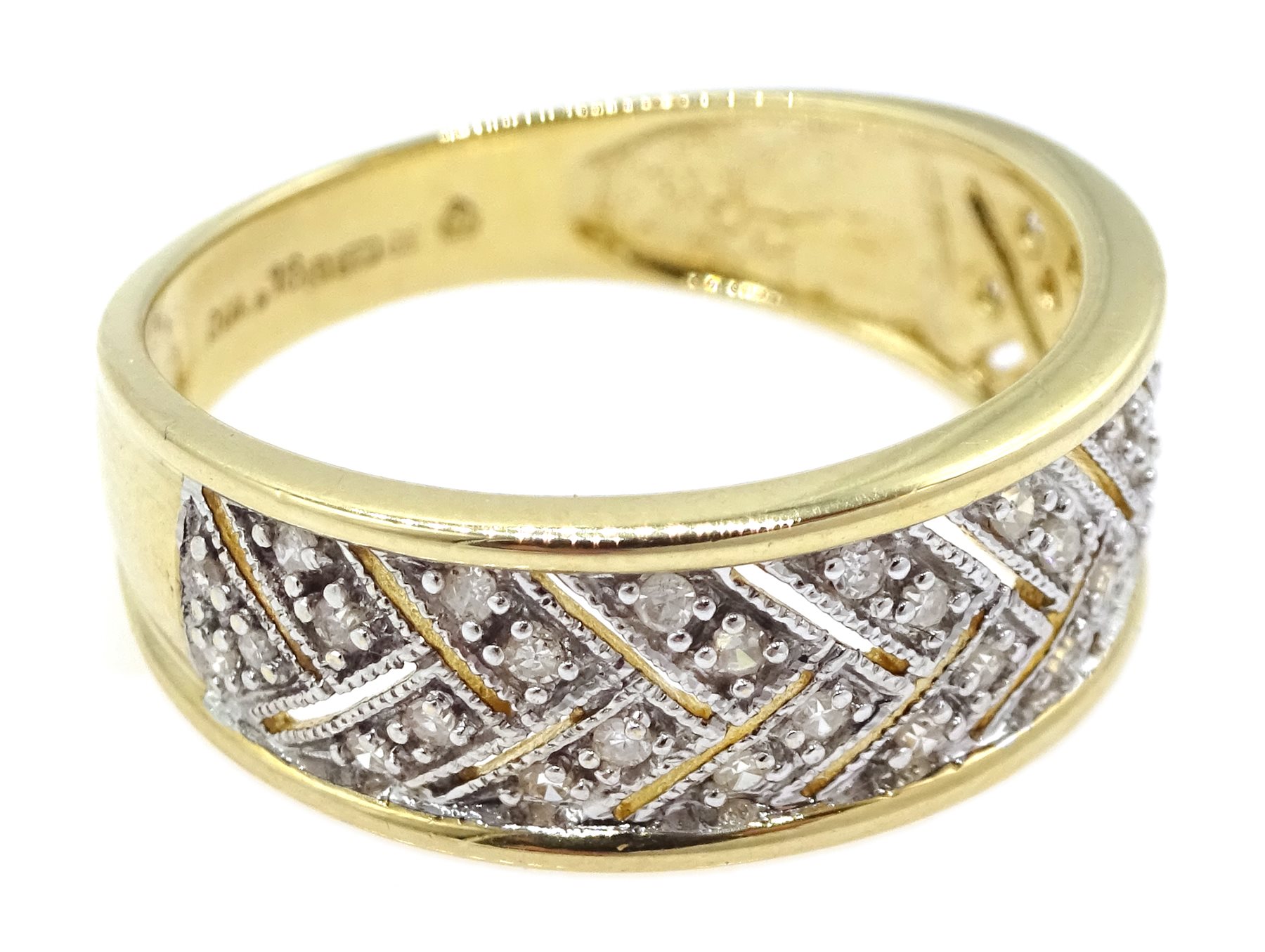 14ct gold diamond parquet design ring, hallmarked