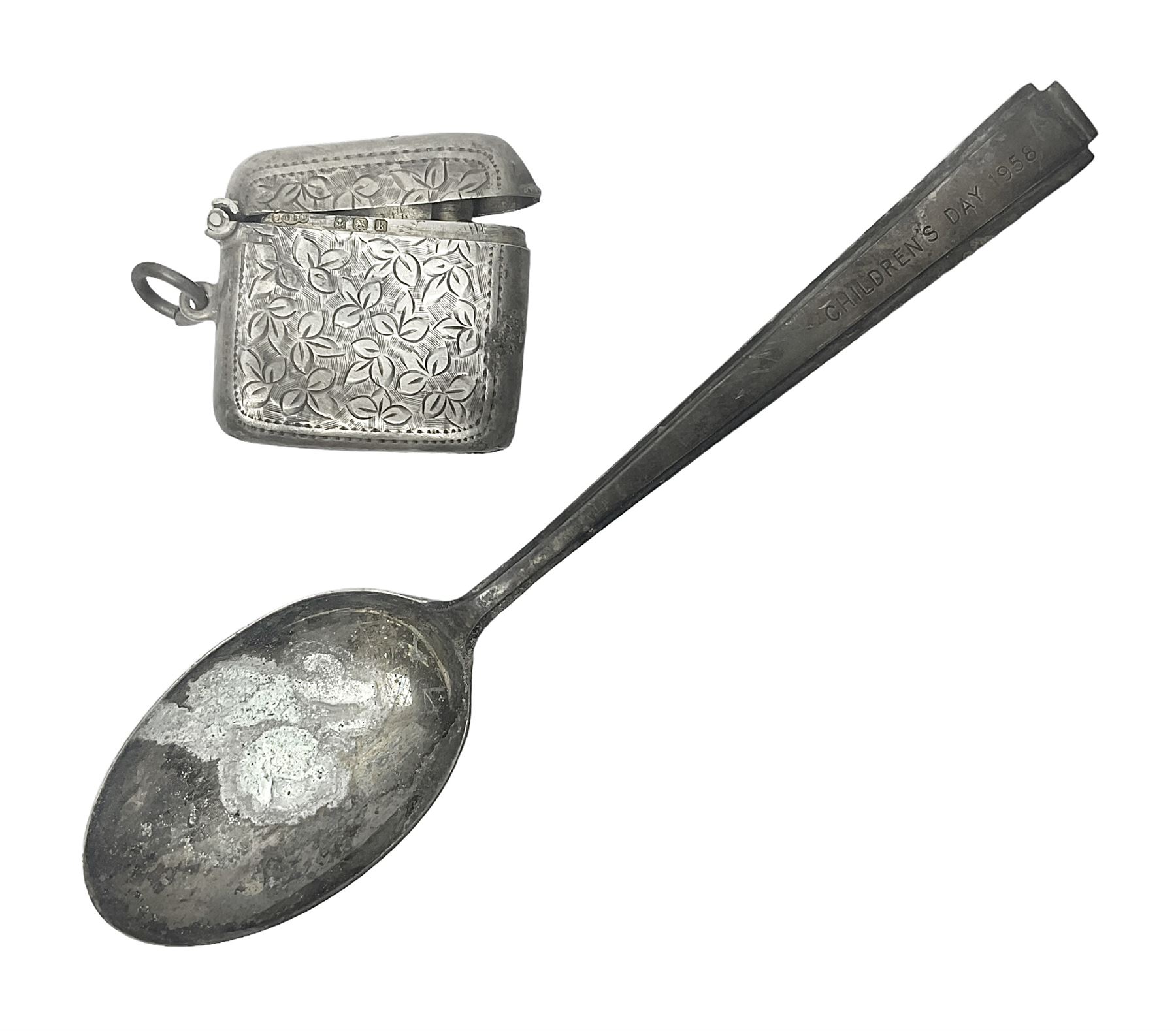 Silver spoon and lighter, hallmarked  