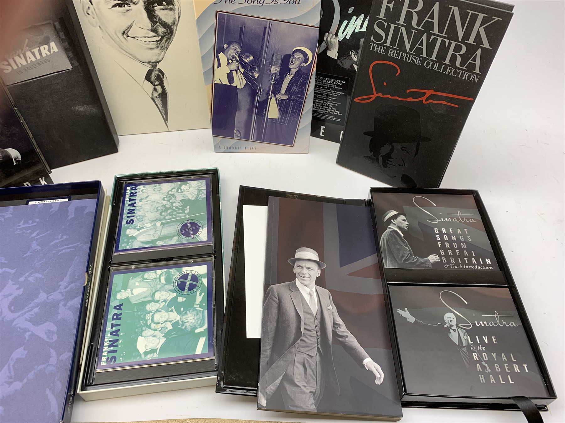 Frank Sinatra: Nine CD box sets comprising The Complete Capitol Singles Collection, The Great Films 
 & Shows, Sinatra London, Sinatra Vegas, Sinatra New York, Frank Sinatra in Hollywood, Frank Sinatra The V-Discs and Tommy Dorsey & Frank Sinatra 
