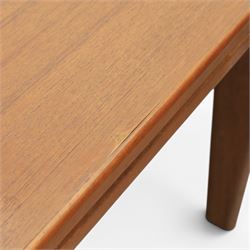 A pair of Nathan 'Highback Carvers' and a 20th century nest of teak tables, (Tables W65cm, D38cm, H49cm)
(Carvers W57, H97)