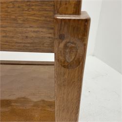 'Acornman' oak tolley with removable upper occasional table, all over adzing, by Alan Grainger of Brandsby, York