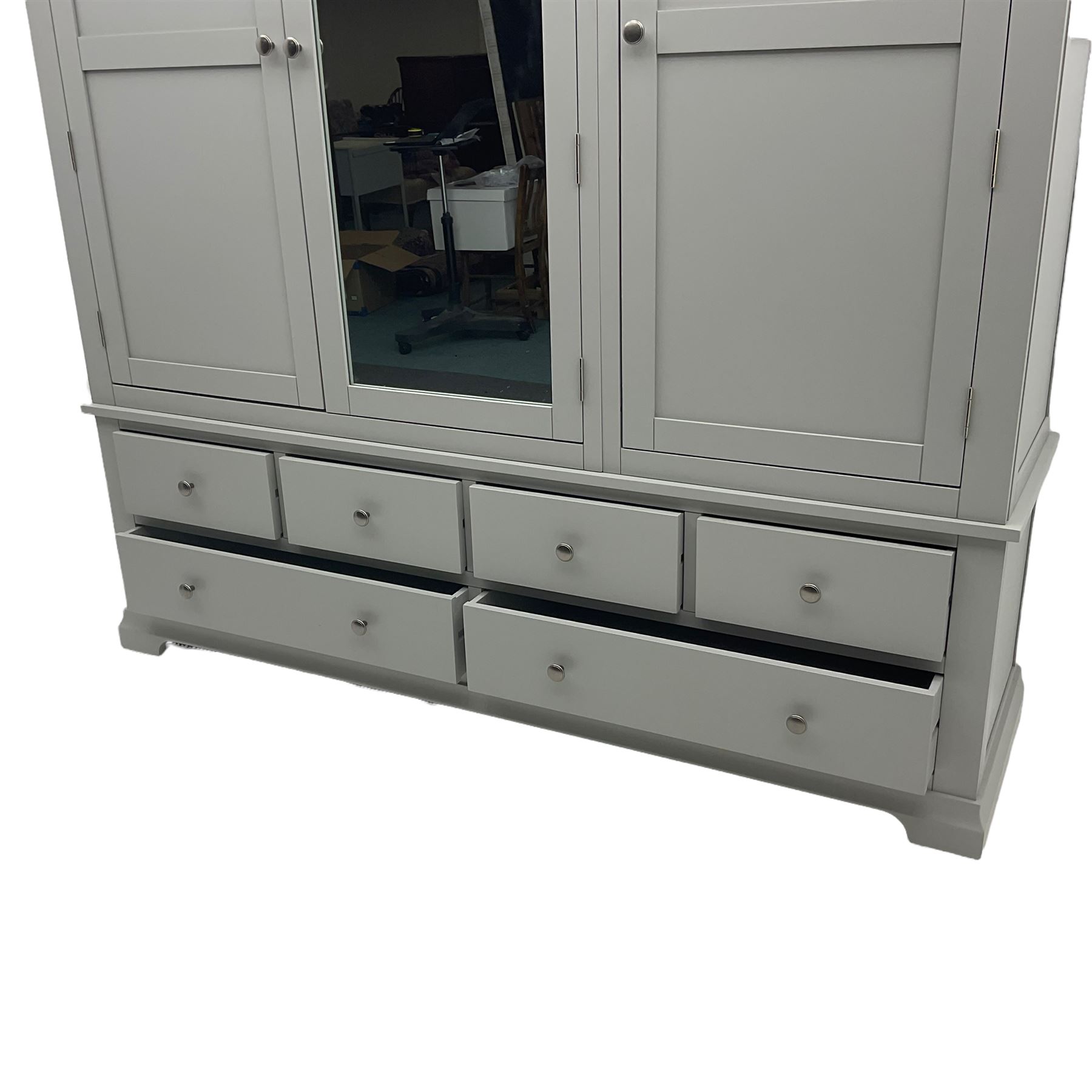 Cotswold Company - grey finish triple wardrobe, with six drawers