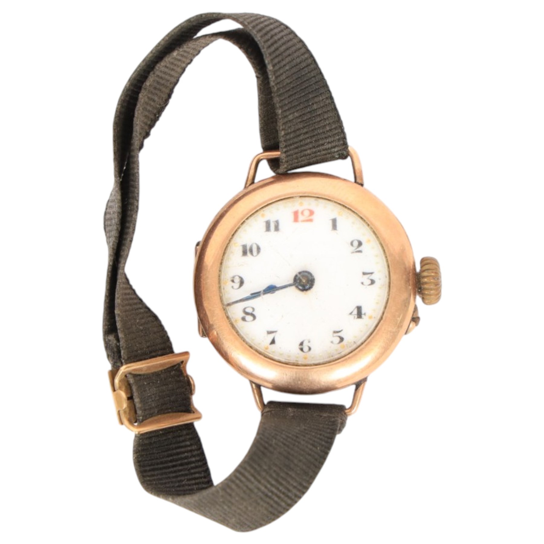 Three 9ct gold cased wristwatches, two on fabric straps