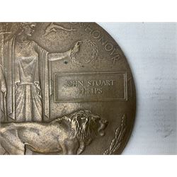 WWI bronze death plaque - John Stuart Phelps