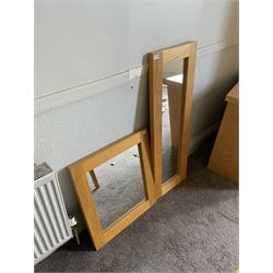 Four light oak wall mirrors- LOT SUBJECT TO VAT ON THE HAMMER PRICE - To be collected by appointment from The Ambassador Hotel, 36-38 Esplanade, Scarborough YO11 2AY. ALL GOODS MUST BE REMOVED BY WEDNESDAY 15TH JUNE.