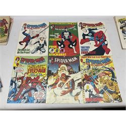 Collection of late Bronze Age Marvel comics (1982-1985), featuring Spider-Man and his Amazing Friends (1983-84) Nos 553, 555-572, 575-578, Super Spider-Man TV Comic (1982) nos 483-499, excluding no. 488, and The Incredible Hulk! (1982) Nos 11, 13, 18, 19, 21, and 22 (43) 