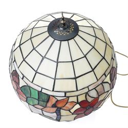 Tiffany style table lamp with floral shade on bronze effect stem H58cm