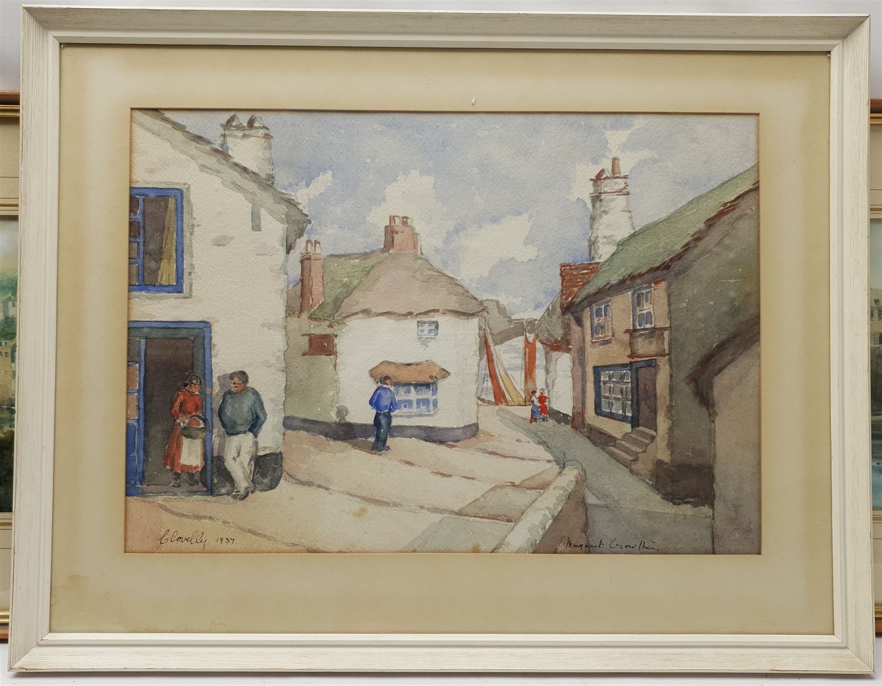 S Thompson (British 20th century): 'Polperro' and 'Looe' Cornwall, pair watercolours signed titled and dated '71, 22cm x 38cm; Margaret Crowther (British early 20th century): 'Clovelly', watercolour signed titled and dated 1937 32cm x 45cm (3)