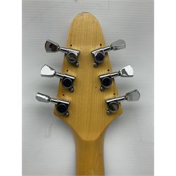 Gibson Marauder style six-string electric guitar with cherry coloured body, marked made in Japan L101cm; in locking hard carrying case