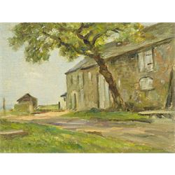 Owen Bowen (Staithes Group 1873-1967): Country Manor, oil on board signed 30cm x 41cm