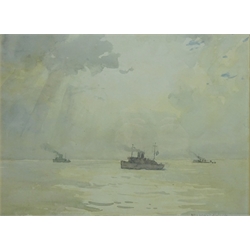 Shipping at Sea, watercolour signed by Nelson Ethelred Dawson (British, 1859-1941) 26cm x 34cm  