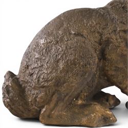 Bronzed figure of a seated hare, together with figure of a duck, hare H31cm 