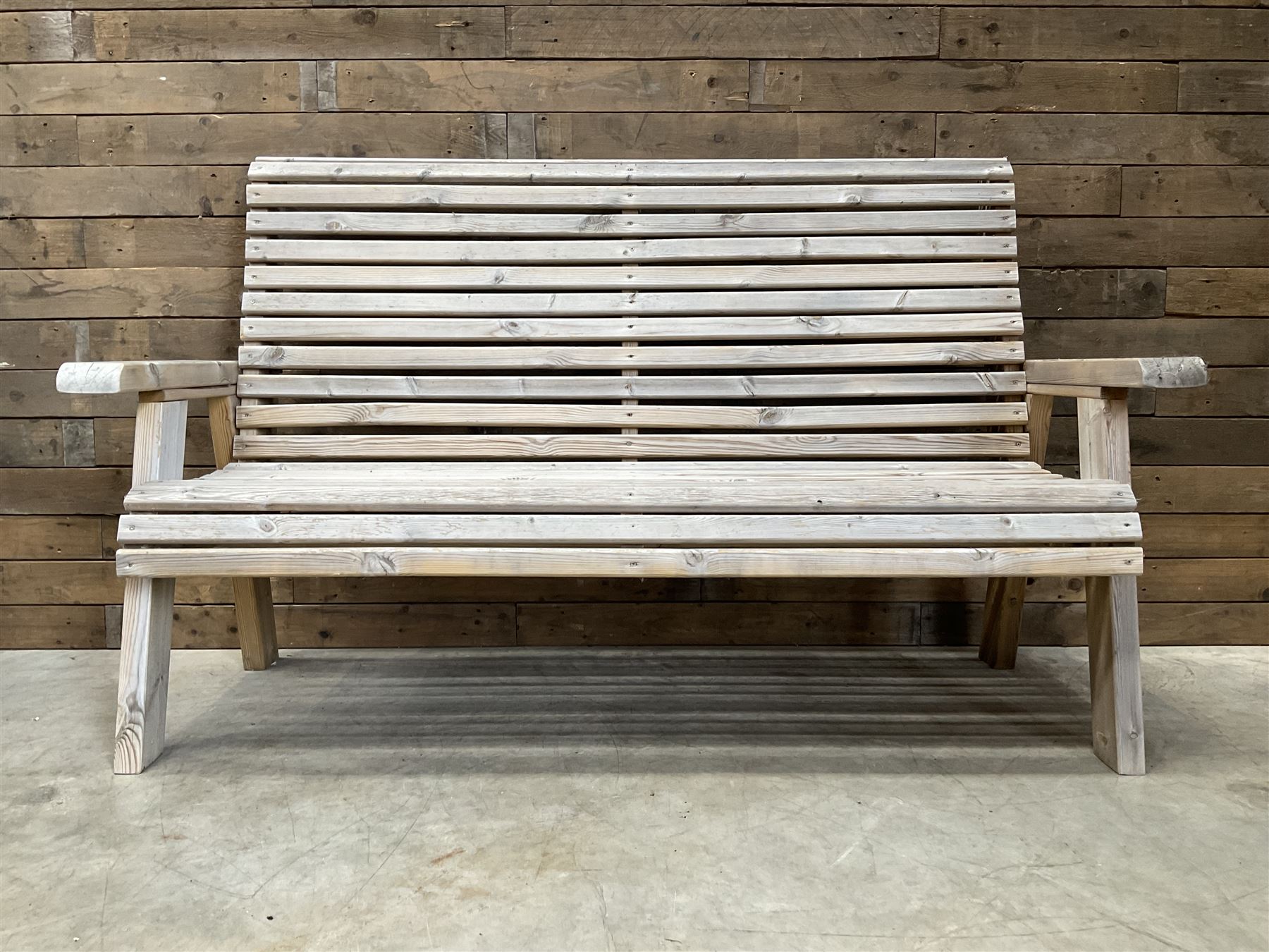 Wooden slatted garden bench
