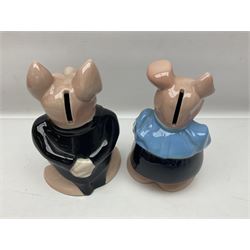 Set of five Wade NatWest money boxes, comprising father, mother, boy, girl and baby