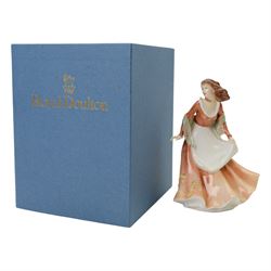 Two Royal Doulton figures, The Jester HN2016 and Autumtime HN3231, both boxed 