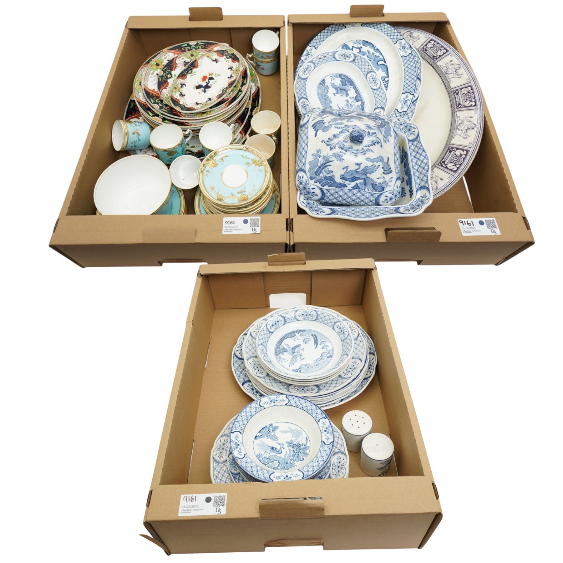 Victorian turquoise ground part tea set, part Doulton Matsumai pattern dinner service and other dinner ware