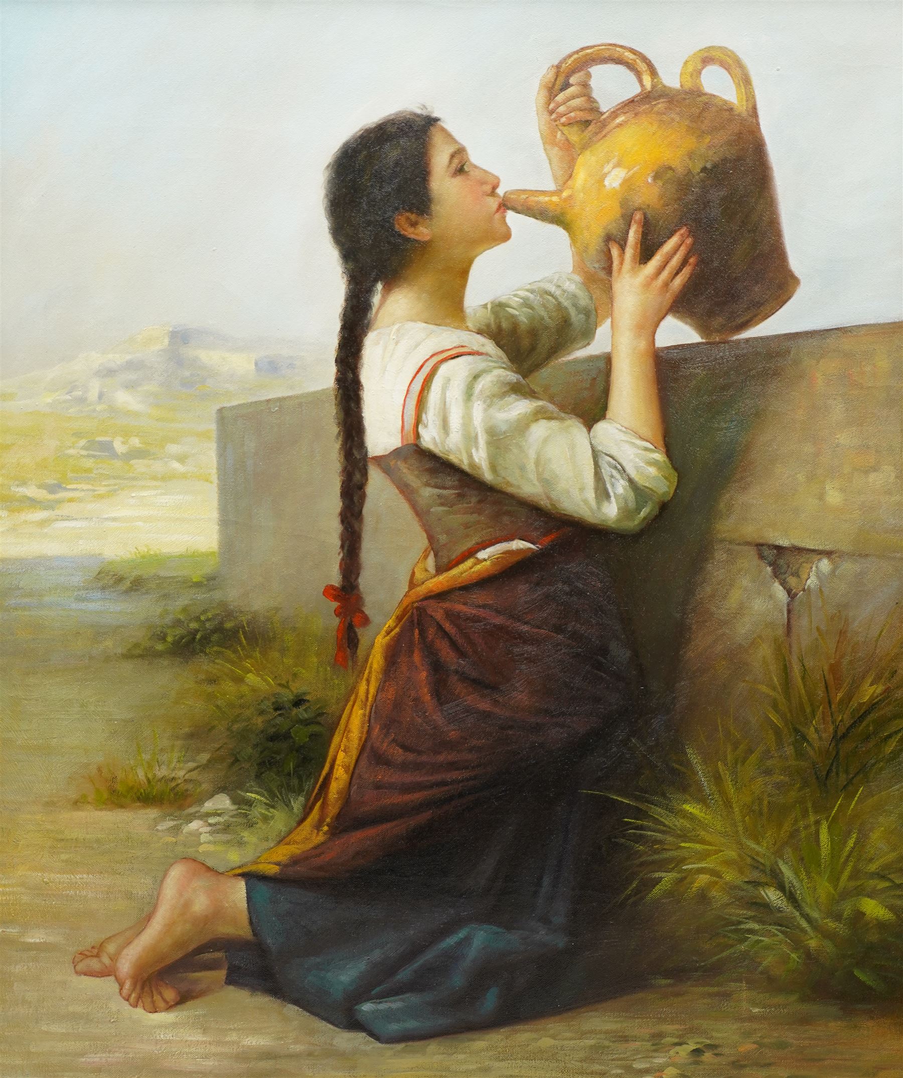 After William-Adolphe Bouguereau (French 1825-1905): 'Thirst', oil on canvas unsigned 59cm x 50cm